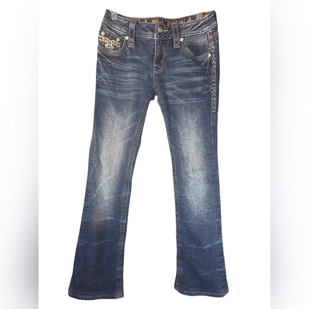 Rock Revival Chereen Easy Bootcut Jeans Embellished Rhinestone Flare Stretch - Picture 2 of 15